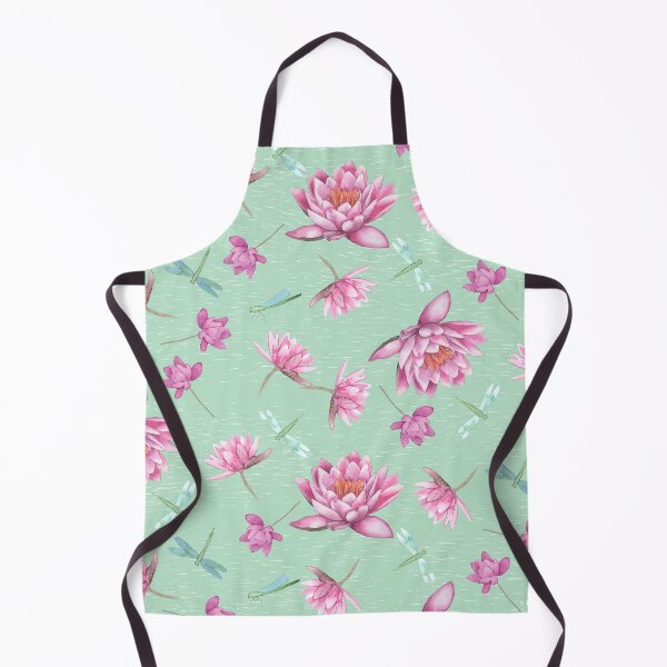 Item preview, Water Lilies & dragonflies on mint designed and sold by Catherine Wallace Art.