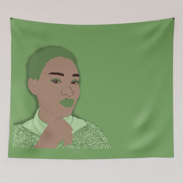 Item preview, Woman in Green Illustrated Portrait designed and sold by madeonbright.