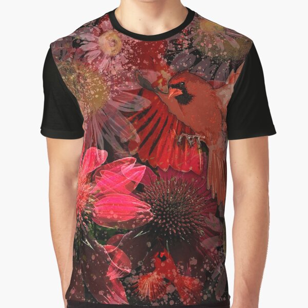Cardinals and Cone Flowers Graphic T-Shirt