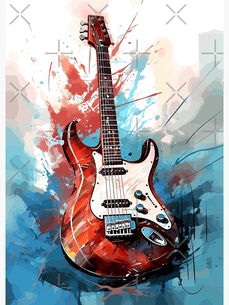 Electric Guitar Watercolor Art Print for Sale by Spacefoxart