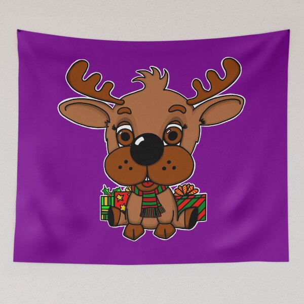 Item preview, "Rein The Christmas Reindeer" | Purple Background designed and sold by LiseHoltArt.
