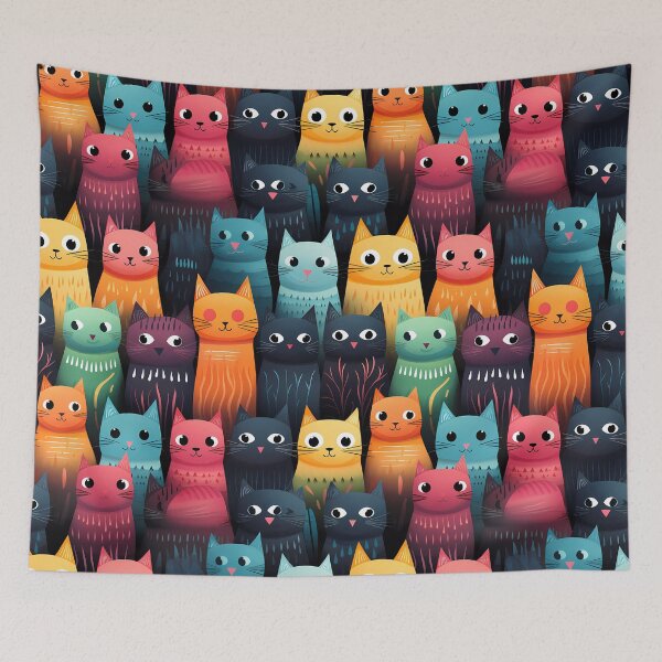 Item preview, Cat doodle cat seamless patterns  designed and sold by Paint U by Krisanee.