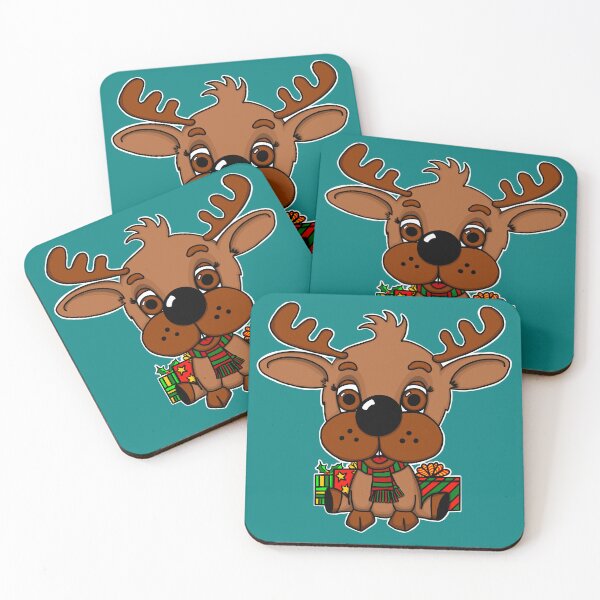 Item preview, "Rein The Christmas Reindeer" | Teal Background designed and sold by LiseHoltArt.