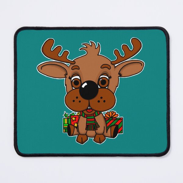 Item preview, "Rein The Christmas Reindeer" | Teal Background designed and sold by LiseHoltArt.