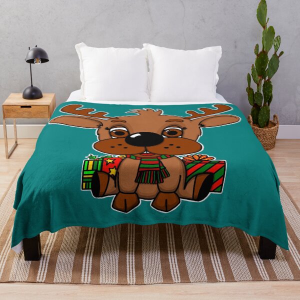 Item preview, "Rein The Christmas Reindeer" | Teal Background designed and sold by LiseHoltArt.