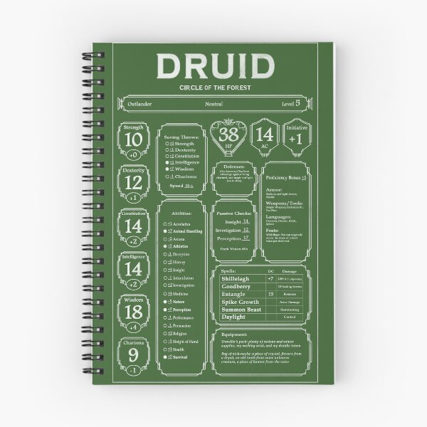Item preview, D&D Character Shirt - The Wandering Druid (white) designed and sold by EmeraldStorm404.