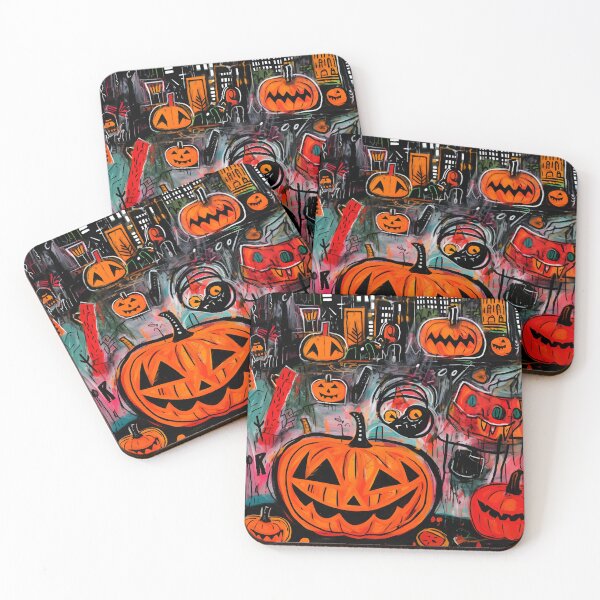 Item preview, Mysterious Halloween: Haunted Houses and Pumpkins in Modern Abstract Styles designed and sold by OlfactoART Studio.
