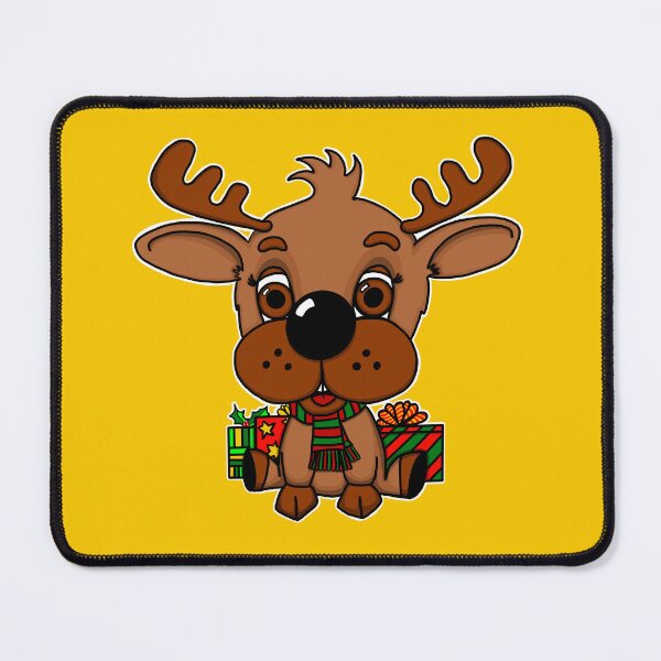 Item preview, "Rein The Christmas Reindeer" | Yellow Background designed and sold by LiseHoltArt.