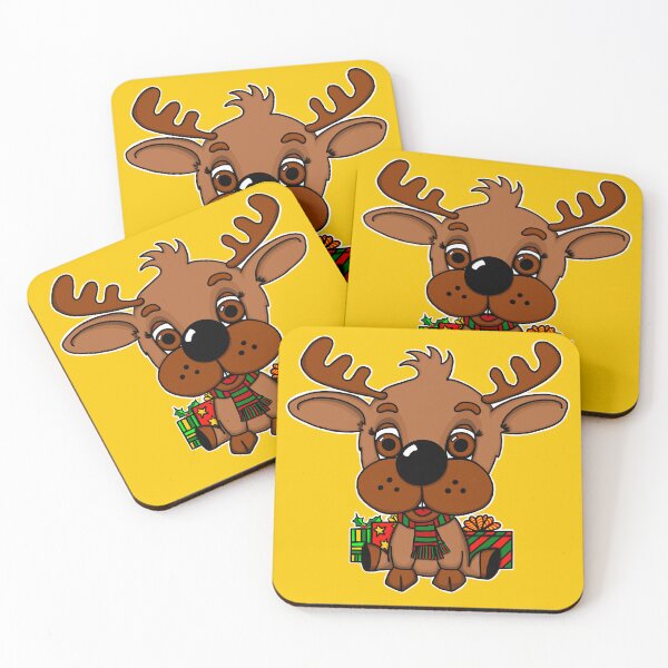 Item preview, "Rein The Christmas Reindeer" | Yellow Background designed and sold by LiseHoltArt.
