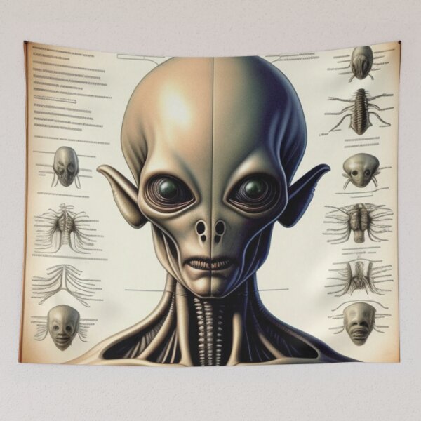 Item preview, Vintage alien anatomy diagram  designed and sold by Roxburylane.