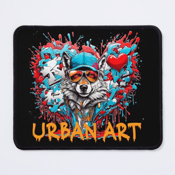 Item preview, Urban heart graffiti with wolf designed and sold by PETS ABC.