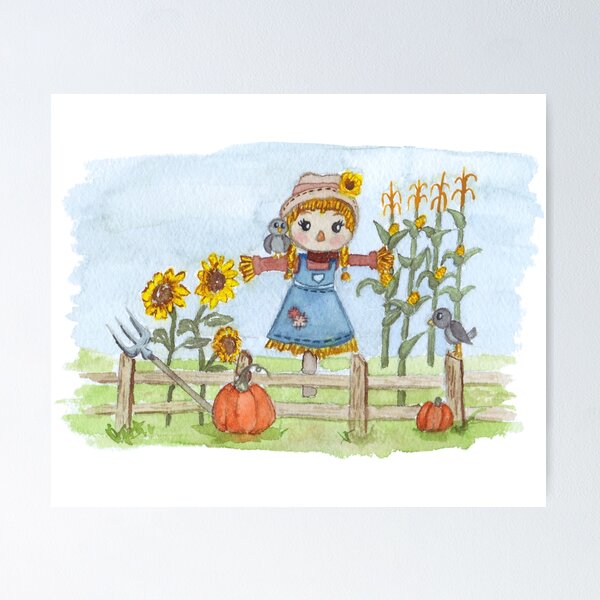 Item preview, Scarecrow Girl in Watercolor  designed and sold by KelsImpressions.