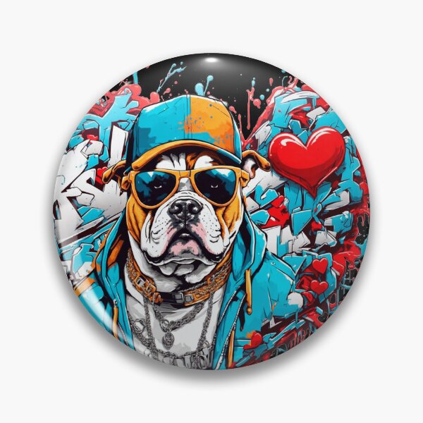 Item preview, Urban heart graffiti with bulldog designed and sold by PETS ABC.
