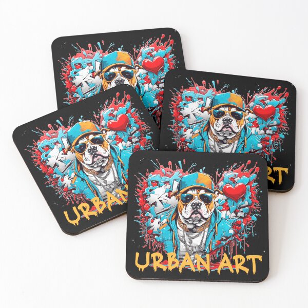 Item preview, Urban heart graffiti with bulldog designed and sold by PETS ABC.