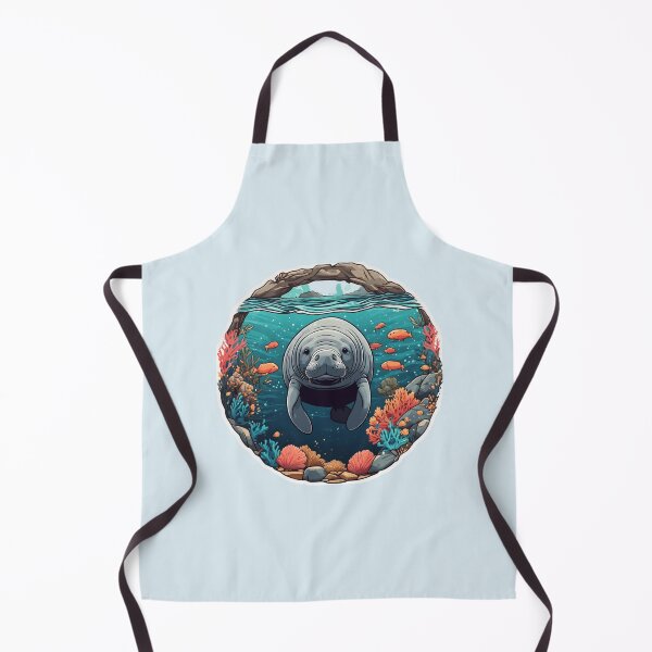 Item preview, Cute manatee swimming around corals designed and sold by WildStudiio.