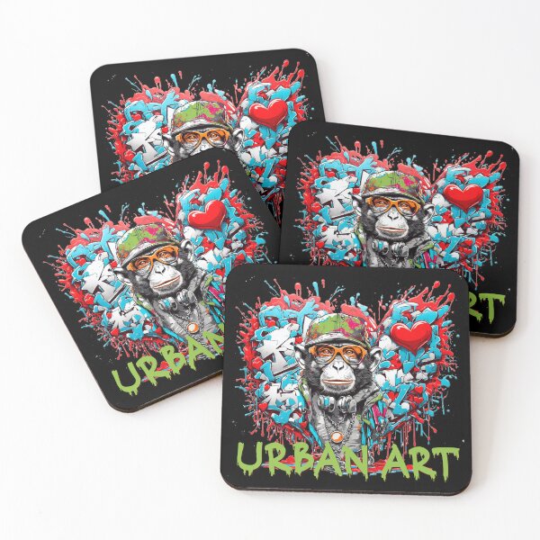 Item preview, Urban heart graffiti with monkey designed and sold by PETS ABC.