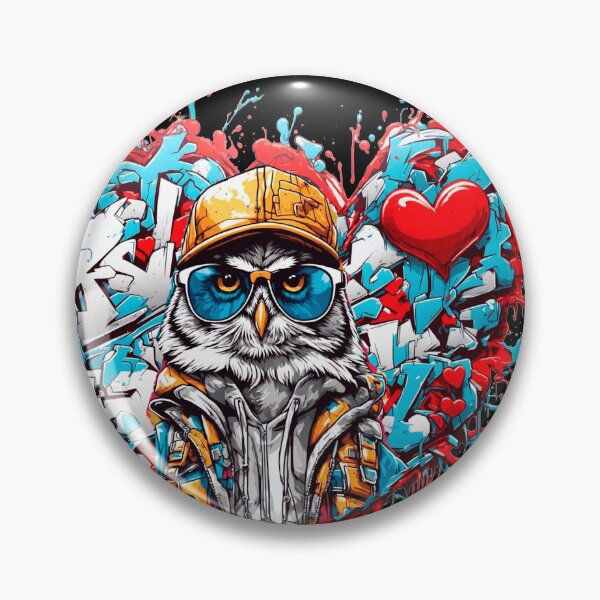Item preview, Urban heart graffiti with owl designed and sold by PETS ABC.