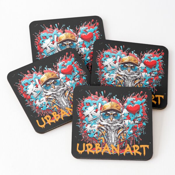 Item preview, Urban heart graffiti with owl designed and sold by PETS ABC.