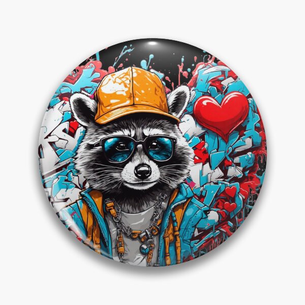 Item preview, Urban heart graffiti with raccoon designed and sold by PETS ABC.