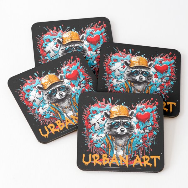 Item preview, Urban heart graffiti with raccoon designed and sold by PETS ABC.