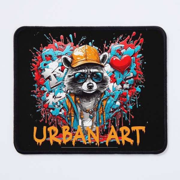 Item preview, Urban heart graffiti with raccoon designed and sold by PETS ABC.