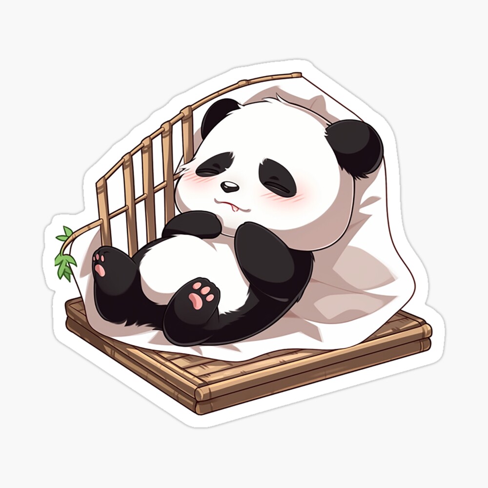 Adorable Yawning Baby Panda - Cute & Cozy Cartoon Sticker Design