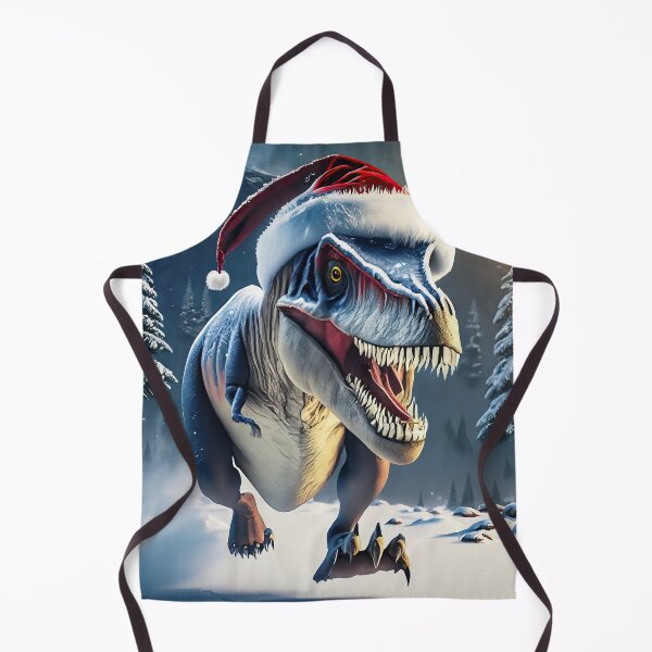 Item preview, Tyrannosaurus Rex in a Santa Hat Runs in a Winter Wonderland designed and sold by Lenkaland.