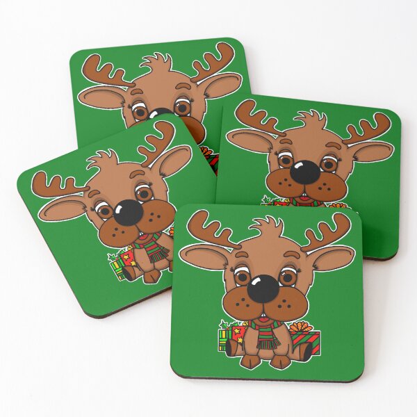 Item preview, "Rein The Christmas Reindeer" | Green Background designed and sold by LiseHoltArt.
