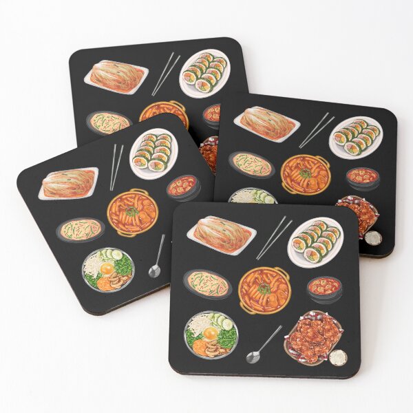 Item preview, Korean Food Set - K Food - Kimchi, Bibimbap, Tteokbokki, Korean Fried Chicken designed and sold by patternjp.