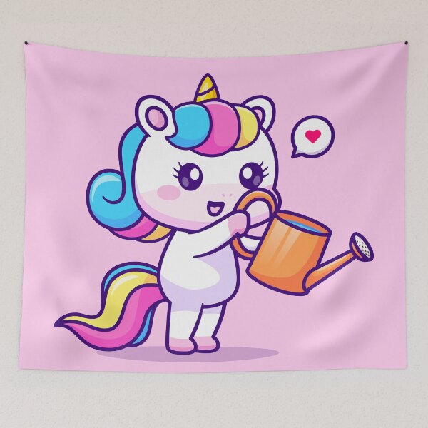 Item preview, Cute Unicorn Watering Plant Cartoon Vector Icon designed and sold by hjian8219.