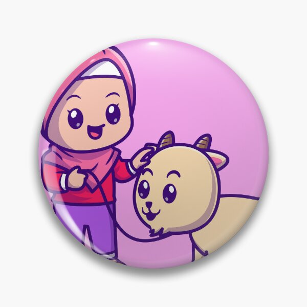 Item preview, Cute Muslim Girl with Goat Cartoon Vector Icon designed and sold by hjian8219.