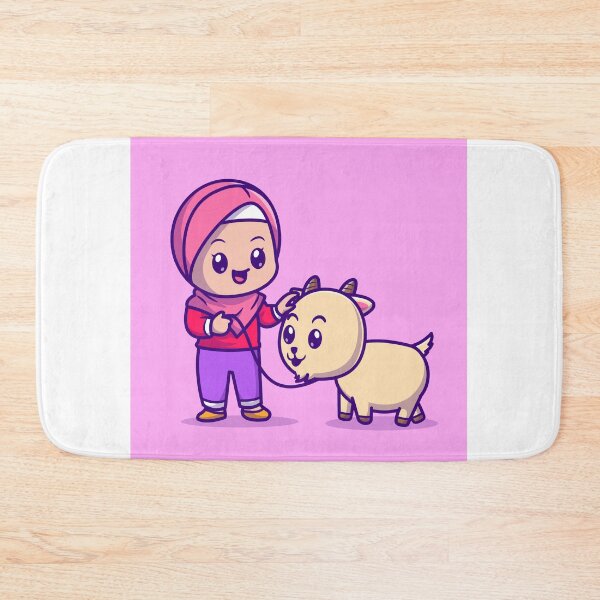 Item preview, Cute Muslim Girl with Goat Cartoon Vector Icon designed and sold by hjian8219.