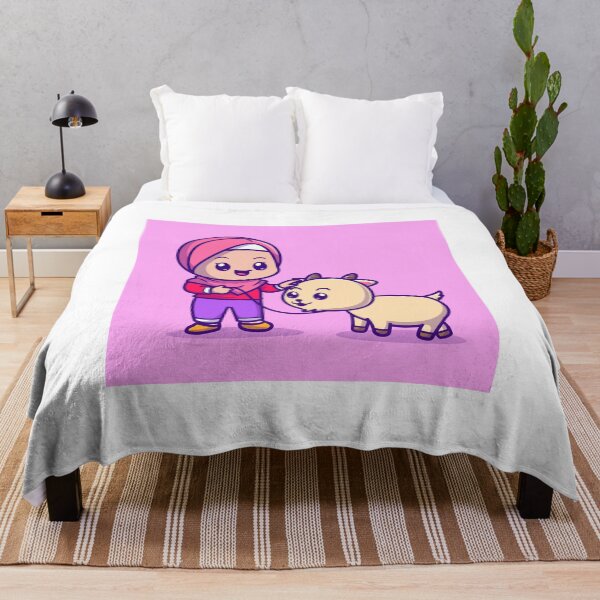 Item preview, Cute Muslim Girl with Goat Cartoon Vector Icon designed and sold by hjian8219.