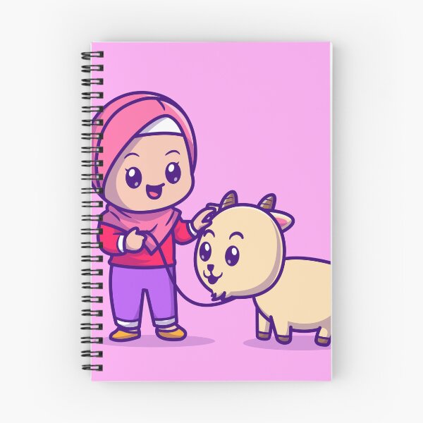 Item preview, Cute Muslim Girl with Goat Cartoon Vector Icon designed and sold by hjian8219.