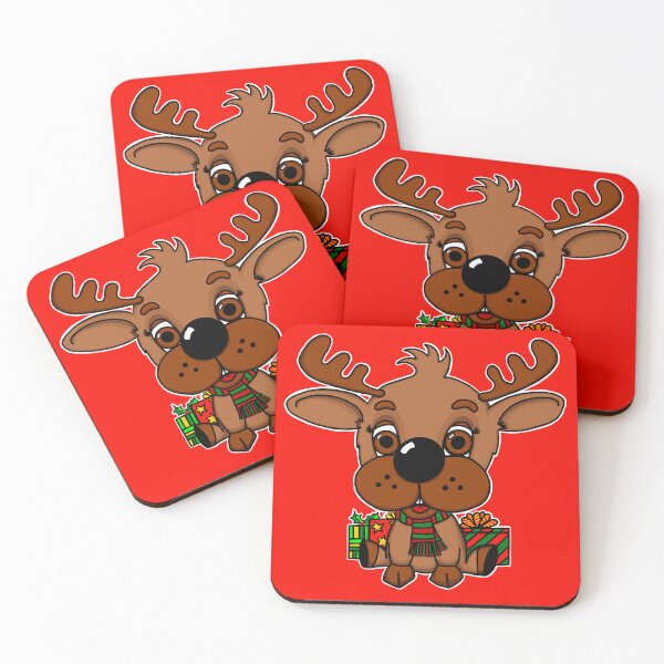 Item preview, "Rein The Christmas Reindeer" | Red Background designed and sold by LiseHoltArt.