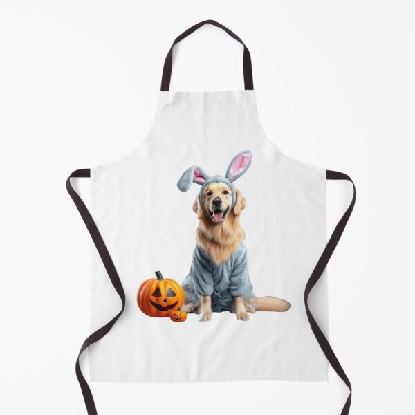 Item preview, Golden Retriever Dressed up as Blue Bunny with Halloween Pumpkins Cute Dog designed and sold by ElegantTeaTime.