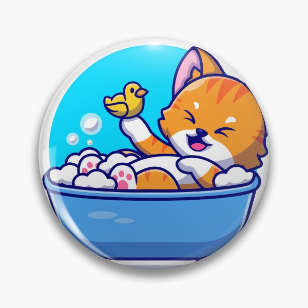 Item preview, Cute Cat in Bath Tub with Duck Toys Cartoon Icon Illustration designed and sold by hjian8219.