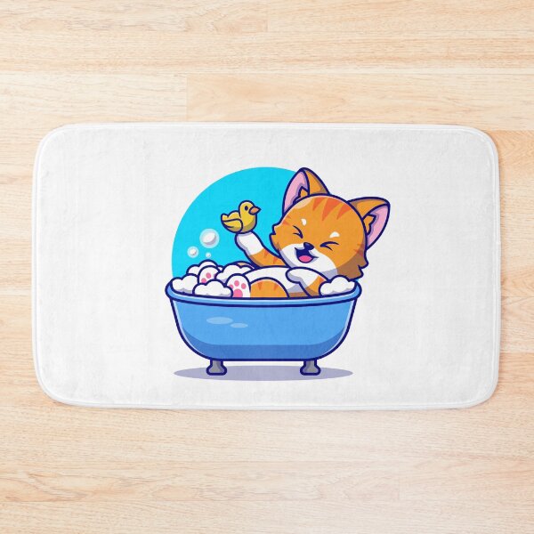 Item preview, Cute Cat in Bath Tub with Duck Toys Cartoon Icon Illustration designed and sold by hjian8219.