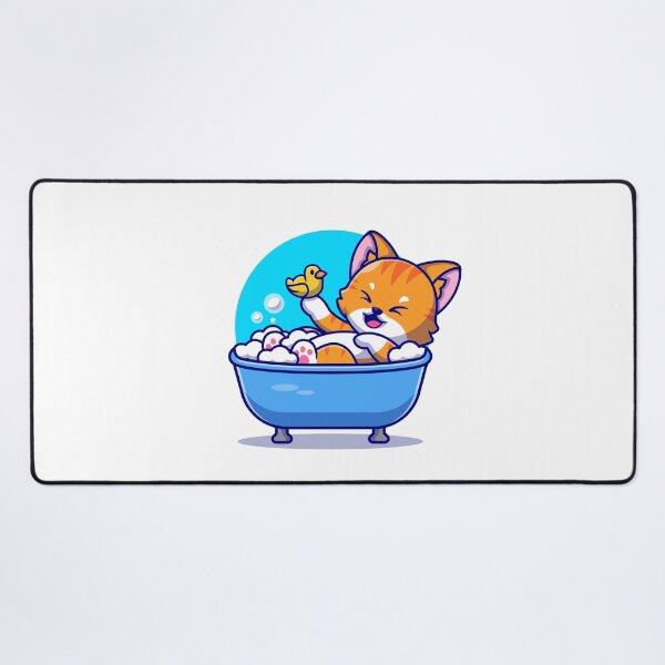 Item preview, Cute Cat in Bath Tub with Duck Toys Cartoon Icon Illustration designed and sold by hjian8219.