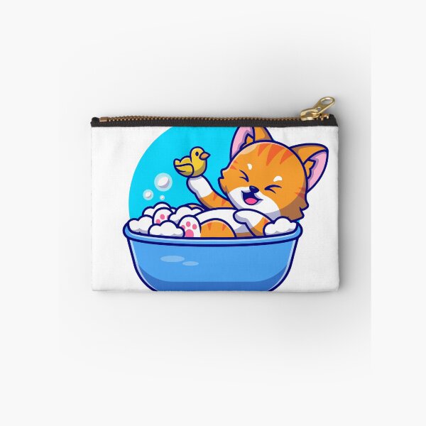 Item preview, Cute Cat in Bath Tub with Duck Toys Cartoon Icon Illustration designed and sold by hjian8219.