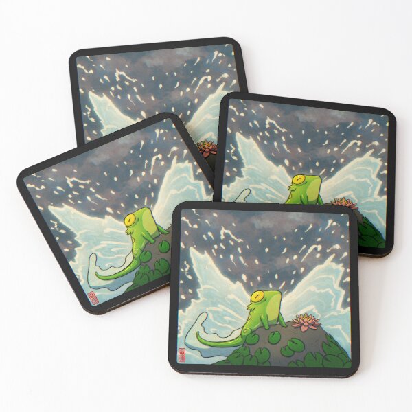 Item preview, frog mermaid on lilypad rock art designed and sold by DingHuArt.