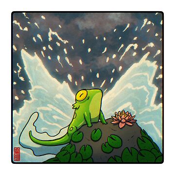 Artwork thumbnail, frog mermaid on lilypad rock art by DingHuArt