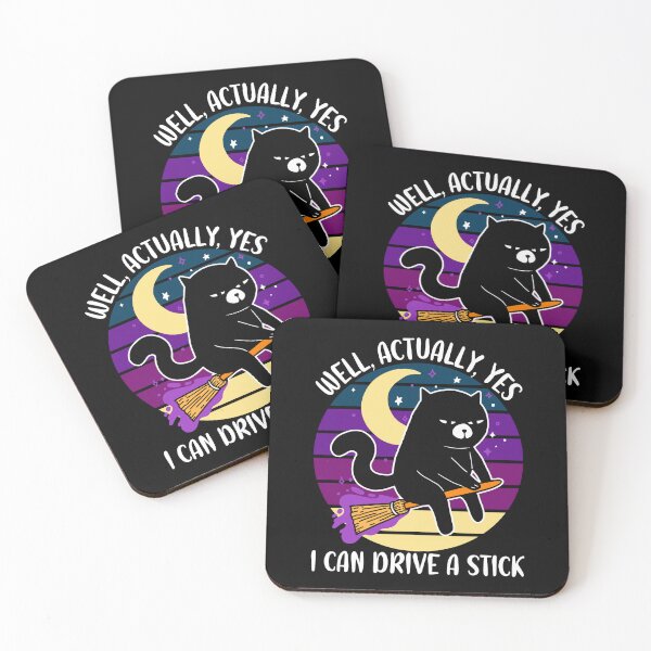 Item preview, Halloween Kitten, Yes I Can Drive A Stick, Black Cat, Witch, Broomstick, Funny Halloween designed and sold by Porcupine Tees ⭐⭐⭐⭐⭐.