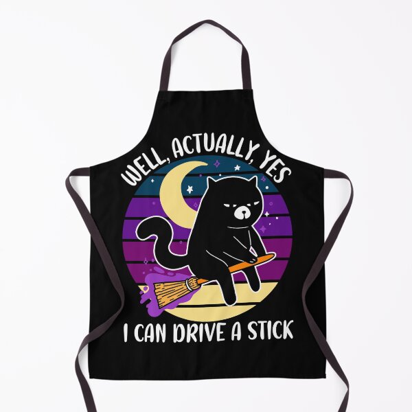 Item preview, Halloween Kitten, Yes I Can Drive A Stick, Black Cat, Witch, Broomstick, Funny Halloween designed and sold by Porcupine Tees ⭐⭐⭐⭐⭐.