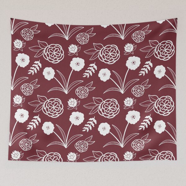 Item preview, Berry Red Floral Pattern designed and sold by makell-creates.