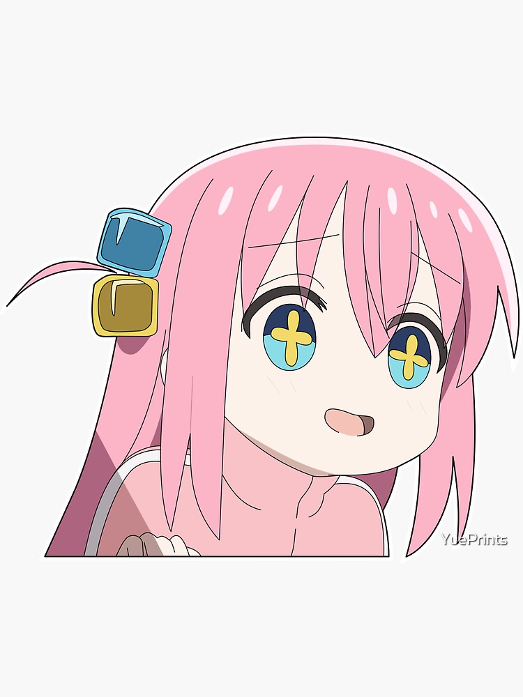 Aperçu 3 sur 3. Sticker avec l'œuvre Bocchi Le Rocher ! Autocollant de réaction Bocchi : Heureux créée et vendue par YuePrints.