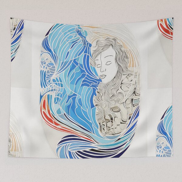 Item preview, Harmonious Mantas and Watercolors: An Asian-inspired Abstraction designed and sold by Piotrek0001.