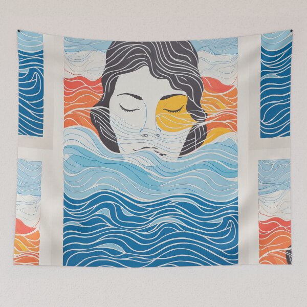 Item preview, Harmonious Mantas and Watercolors: An Asian-inspired Abstraction designed and sold by Piotrek0001.