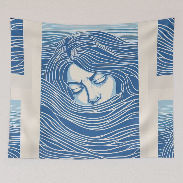 Item preview, Harmonious Mantas and Watercolors: An Asian-inspired Abstraction designed and sold by Piotrek0001.