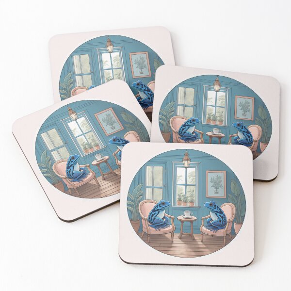 Item preview, Blue poison dart frogs tea party designed and sold by WildStudiio.